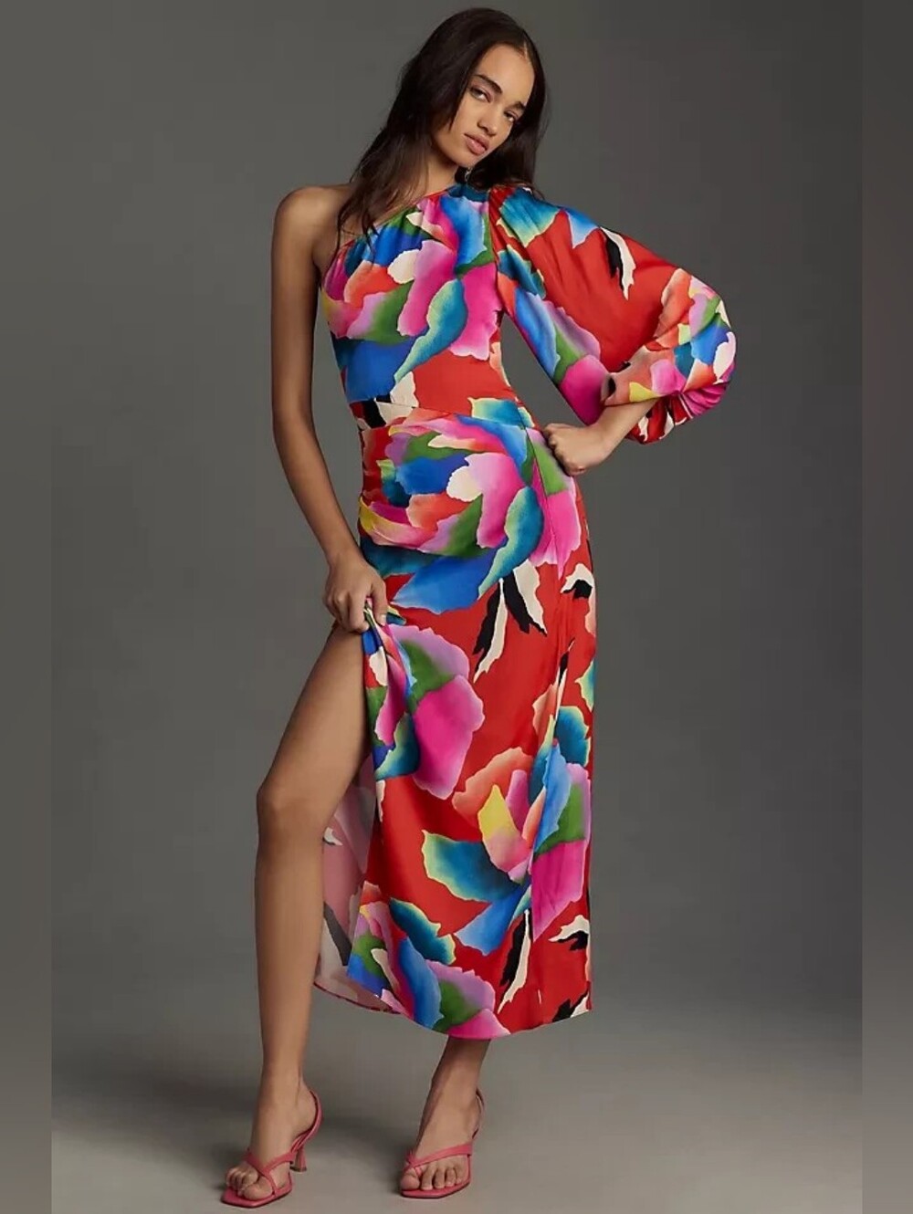 Farm Rio X Anthropologie Slim One-Shoulder Dress, Sz Sm